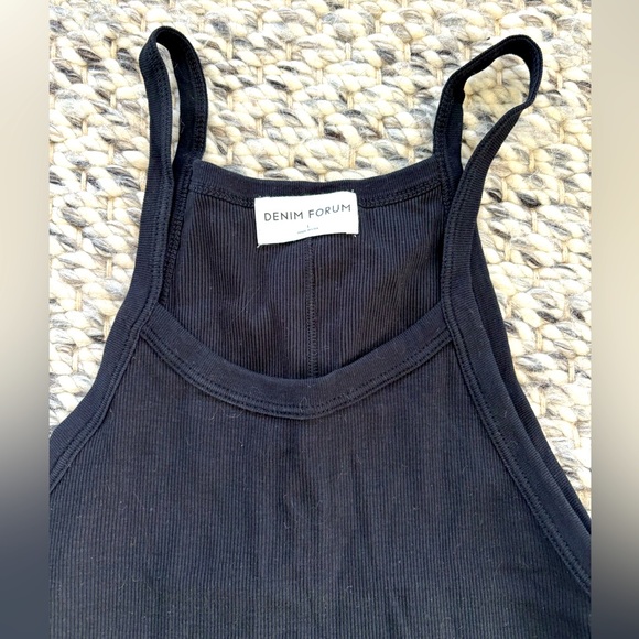 Denim Forum by Artizia cotton black ribbed racerback tank top, Size L - Picture 1 of 6